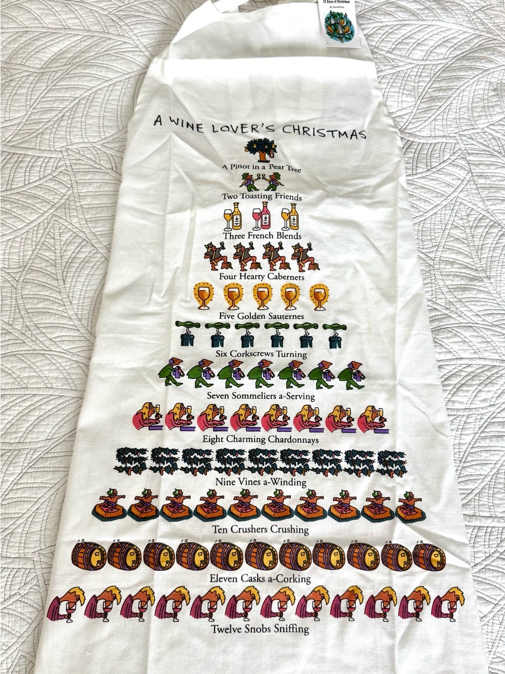 A Wine Lover's Christmas" 12 Days of Christmas Apron
